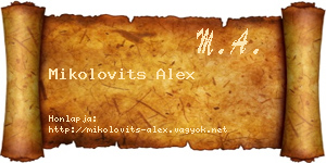 Mikolovits Alex névjegykártya